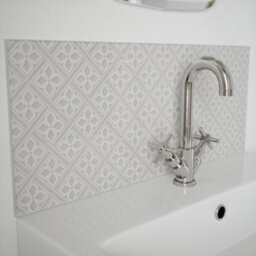 Laura Ashley Matt Slate White Mr Jones Glass Self-Adhesive Bathroom Splashback (H)25Cm (W)60Cm - thumbnail 1