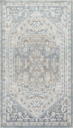 Livabliss Lillian-Washable Blue Brown Traditional Vintage Boho Living Dining Rug 66 X 115 Cm Easy Care, Non Shedding