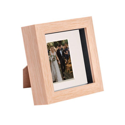 "Nicola Spring 4 X 4"" Photo Frame - Light Wood/ivory Mount - 3D Photo Frame Picture Frame Box Portrait Display Case (12.5 X 12.5Cm)" - image 1