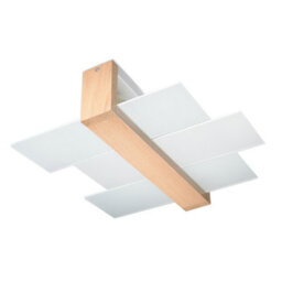 Luminosa Lighting Luminosa Feniks 2 Light Flush Ceiling Light Natural Wood, E27 - thumbnail 3