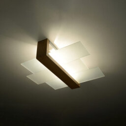 Luminosa Lighting Luminosa Feniks 2 Light Flush Ceiling Light Natural Wood, E27 - thumbnail 2