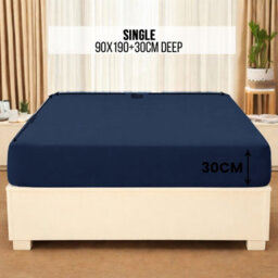 Aspire Homeware Navy Fitted Sheet-(25Cm) Deep Hotel Quality -Breathable Fitted Bed Sheets Single (L)190Cm X (W)91Cm - thumbnail 7