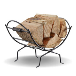 Log03 Folding Black Log Rack With Black Handles 34X44Cm Fireplace Wood Storage Basket Portable Fireside Carrier - thumbnail 3