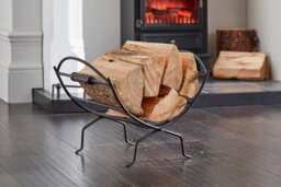 Log03 Folding Black Log Rack With Black Handles 34X44Cm Fireplace Wood Storage Basket Portable Fireside Carrier - thumbnail 4