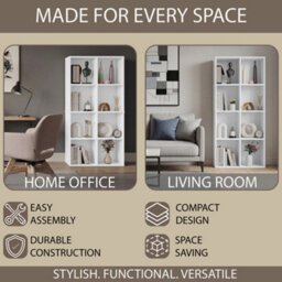 Lassic Vida Designs 8 Cube Storage Unit Shelving Bookcase Display Organiser - Modern Cube Shelf For Living Room, Bedroom, Office, White - thumbnail 7