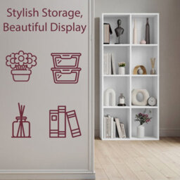 Lassic Vida Designs 8 Cube Storage Unit Shelving Bookcase Display Organiser - Modern Cube Shelf For Living Room, Bedroom, Office, White - thumbnail 5