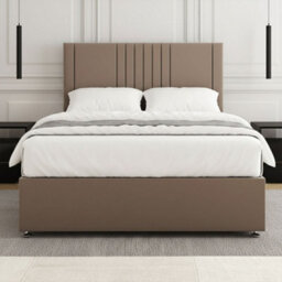 REGIONAL FURNISHINGS Luxury Divan Bed Set Mink Plush Velvet With 24Inch Headboard & Mattress No Drawers In Single Double King 4Ft 6Ft Sizes - thumbnail 3