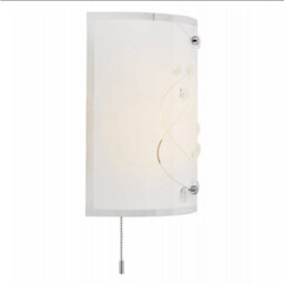 Happy Homewares Contemporary White Glass And Clear Glass Beaded Wall Light With Pull Switch - thumbnail 2