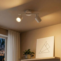 Beliani 2-Light White Metal Spotlight Ceiling Lamp, Industrial Matt Finish, Adjustable Heads - thumbnail 2