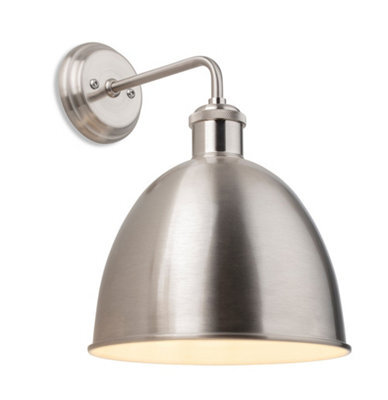 Luminosa Lighting Luminosa Genoa Industrial Dome Wall Light Brushed Steel