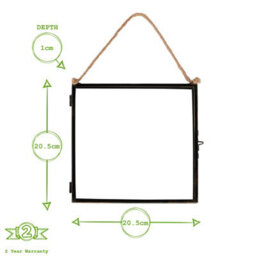"Nicola Spring 2X Hanging Metal Photo Frames - 8"" X 8"" - Black - Picture Frame Wall Mounted Frame With Rope" - thumbnail 3