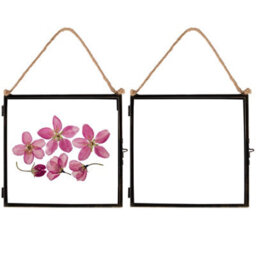"Nicola Spring 2X Hanging Metal Photo Frames - 8"" X 8"" - Black - Picture Frame Wall Mounted Frame With Rope"