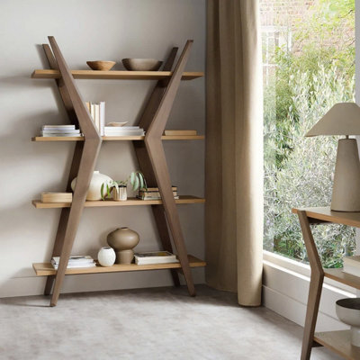 Xample Bentley Designs Kristen Light Oak Open Display Bookcase, 4 Shelves, Weathered Oak Finish, Solid Wood And Particle Board, 180Cm - image 1