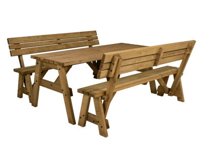 Arbor Garden Solutions Victoria Wooden Picnic Bench And Table Set, Outdoor Dining Set With Backrest (6Ft, Rustic Brown) - image 1