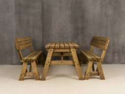 Arbor Garden Solutions Victoria Wooden Picnic Bench And Table Set, Outdoor Dining Set With Backrest (6Ft, Rustic Brown) - thumbnail 2