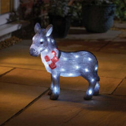 Samuel Alexander 34Cm Battery Operated Light Up Acrylic Christmas Donkey Decoration With White Leds - thumbnail 2