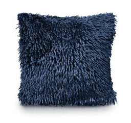 Navy Blue Chenille Cushion Cover With Suede Back Decorative Pillow