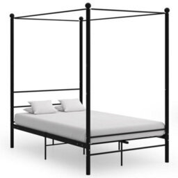 Vidaxl Canopy Bed Frame Without Mattress Black Metal 120X200 Cm - thumbnail 1