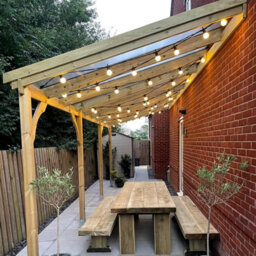 Polycarbonate Roof Car Port 4 Post - Wood - L300 X W722 Cm - Rustic Brown - thumbnail 5