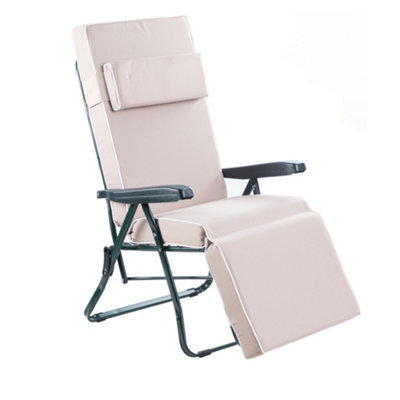 Alfresia Relaxer Garden Chair, Green Frame With Taupe Luxury Thick Foam Filling - image 1