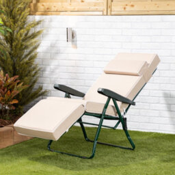 Alfresia Relaxer Garden Chair, Green Frame With Taupe Luxury Thick Foam Filling - thumbnail 5