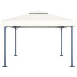 Berkfield Gazebo With Led String Lights 400X300 Cm Cream Aluminium - thumbnail 4