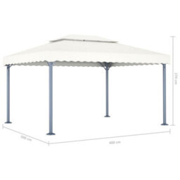 Berkfield Gazebo With Led String Lights 400X300 Cm Cream Aluminium - thumbnail 9
