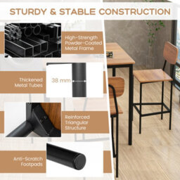 Gainoom 5-Piece Walnut Dining Table Set Industrial Kitchen Dining Table Set Space-Saving Dinette Set - thumbnail 7