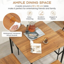 Gainoom 5-Piece Walnut Dining Table Set Industrial Kitchen Dining Table Set Space-Saving Dinette Set - thumbnail 8