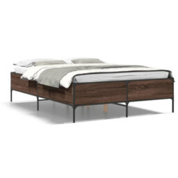 Berkfield Bed Frame Without Mattress Brown Oak 150X200 Cm King Size - thumbnail 2