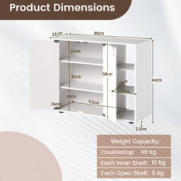 Costway Shoe Cabinet With Doors 3-Tier Freestanding Shoe Storage Rack-White - thumbnail 3