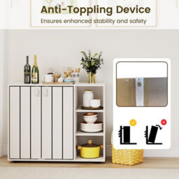 Costway Shoe Cabinet With Doors 3-Tier Freestanding Shoe Storage Rack-White - thumbnail 7