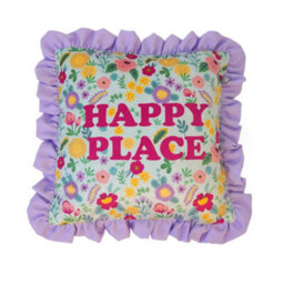 rucomfy Beanbags Rucomfy Velvet  45X45Cm Frilled Cushion - Purple Happy Place Design Throw Pillow - thumbnail 4