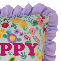 rucomfy Beanbags Rucomfy Velvet  45X45Cm Frilled Cushion - Purple Happy Place Design Throw Pillow - thumbnail 6