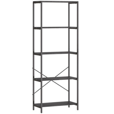 Wyld Haus Livemi 5-Tier Industrial Bookcase - Dark Grey Shelves, Black Metal Frame, 79W X 35D X 161H Cm - image 1