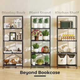 Wyld Haus Livemi 5-Tier Industrial Bookcase - Dark Grey Shelves, Black Metal Frame, 79W X 35D X 161H Cm - thumbnail 6