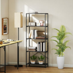 Wyld Haus Livemi 5-Tier Industrial Bookcase - Dark Grey Shelves, Black Metal Frame, 79W X 35D X 161H Cm - thumbnail 7