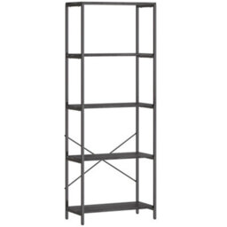 Wyld Haus Livemi 5-Tier Industrial Bookcase - Dark Grey Shelves, Black Metal Frame, 79W X 35D X 161H Cm - thumbnail 1