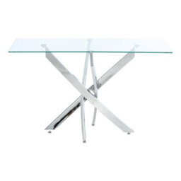 Living And Home Modern And Futuristic Clear Glass Top Coffee Console Table End Bedside Table With Chrome Legs - thumbnail 5