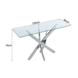 Living And Home Modern And Futuristic Clear Glass Top Coffee Console Table End Bedside Table With Chrome Legs - thumbnail 4