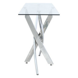 Living And Home Modern And Futuristic Clear Glass Top Coffee Console Table End Bedside Table With Chrome Legs - thumbnail 3