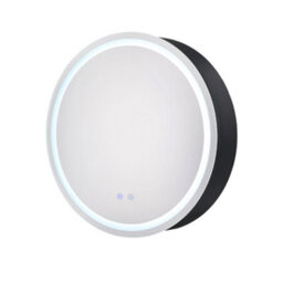 Living And Home Wall-Mounted Round Mirror Bathroom Anti-Fog Mirror Cabinet With Led Lights, Shelves, Built-In Shaver Socket - thumbnail 2
