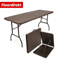 Floordirekt Miyako Folding Garden Table Large Weather Resistant Patio Camping Party Dining Table Brown 183 X 75 X 74 Cm - thumbnail 1