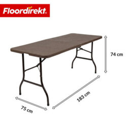 Floordirekt Miyako Folding Garden Table Large Weather Resistant Patio Camping Party Dining Table Brown 183 X 75 X 74 Cm - thumbnail 2