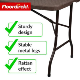 Floordirekt Miyako Folding Garden Table Large Weather Resistant Patio Camping Party Dining Table Brown 183 X 75 X 74 Cm - thumbnail 6