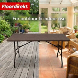 Floordirekt Miyako Folding Garden Table Large Weather Resistant Patio Camping Party Dining Table Brown 183 X 75 X 74 Cm - thumbnail 7