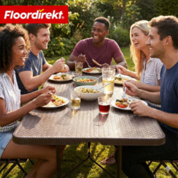 Floordirekt Miyako Folding Garden Table Large Weather Resistant Patio Camping Party Dining Table Brown 183 X 75 X 74 Cm - thumbnail 8