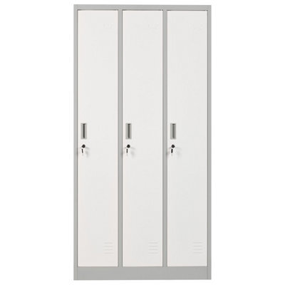 Wyld And Coco Lockable Three-Door Metal Storage Locker White Grey, 900 X 450 X 1800 mm - image 1