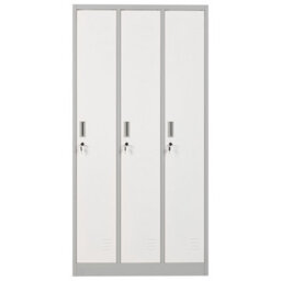 Wyld And Coco Lockable Three-Door Metal Storage Locker White Grey, 900 X 450 X 1800 mm - thumbnail 1