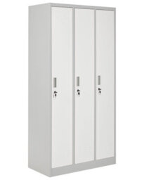 Wyld And Coco Lockable Three-Door Metal Storage Locker White Grey, 900 X 450 X 1800 mm - thumbnail 3